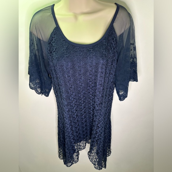 Indigo Soul navy blue lace women’s blouse size medium - Picture 7 of 8